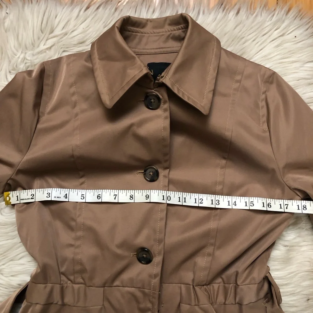 Plenty by Tracy Reese Corin Peplum Belted Brown Tan Trench Coat Jacket size S - Picture 14 of 16